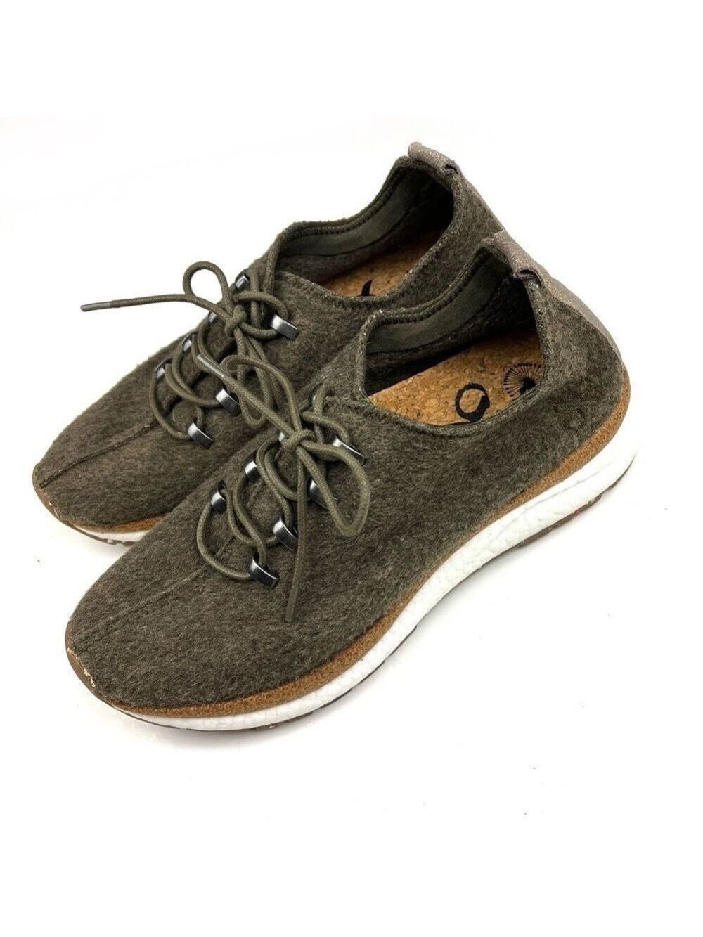 New OTBT Courier Sneakers Dark Green Wool Alpaca Size 8